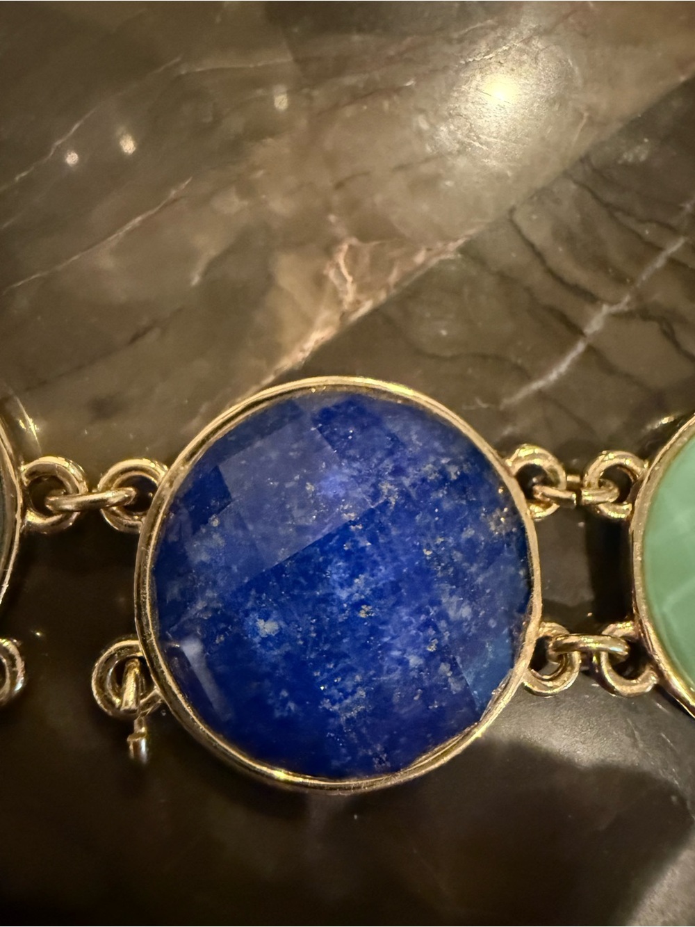 New kate spade Gold-Tone Bracelet with Blue and Aqua Round Stones. - Picture 5 of 9